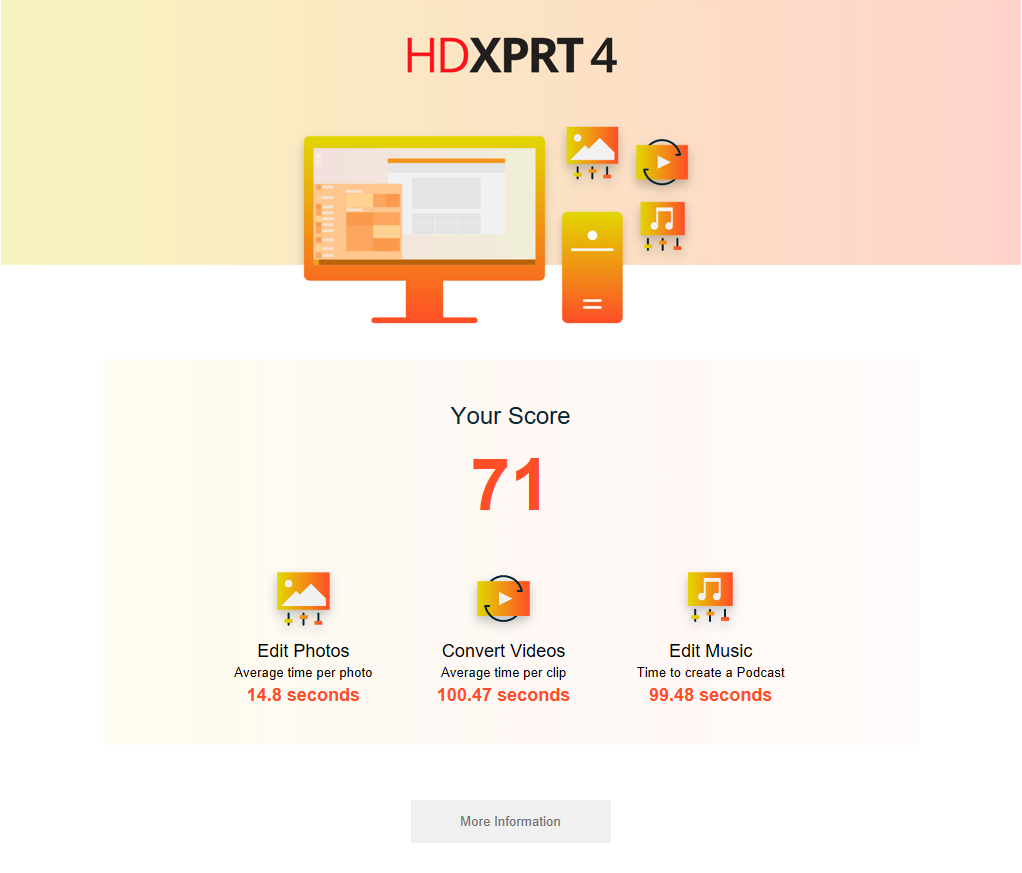 HDXPRT 4 results page