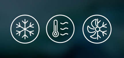 Cooling, temperature, and fan icons 