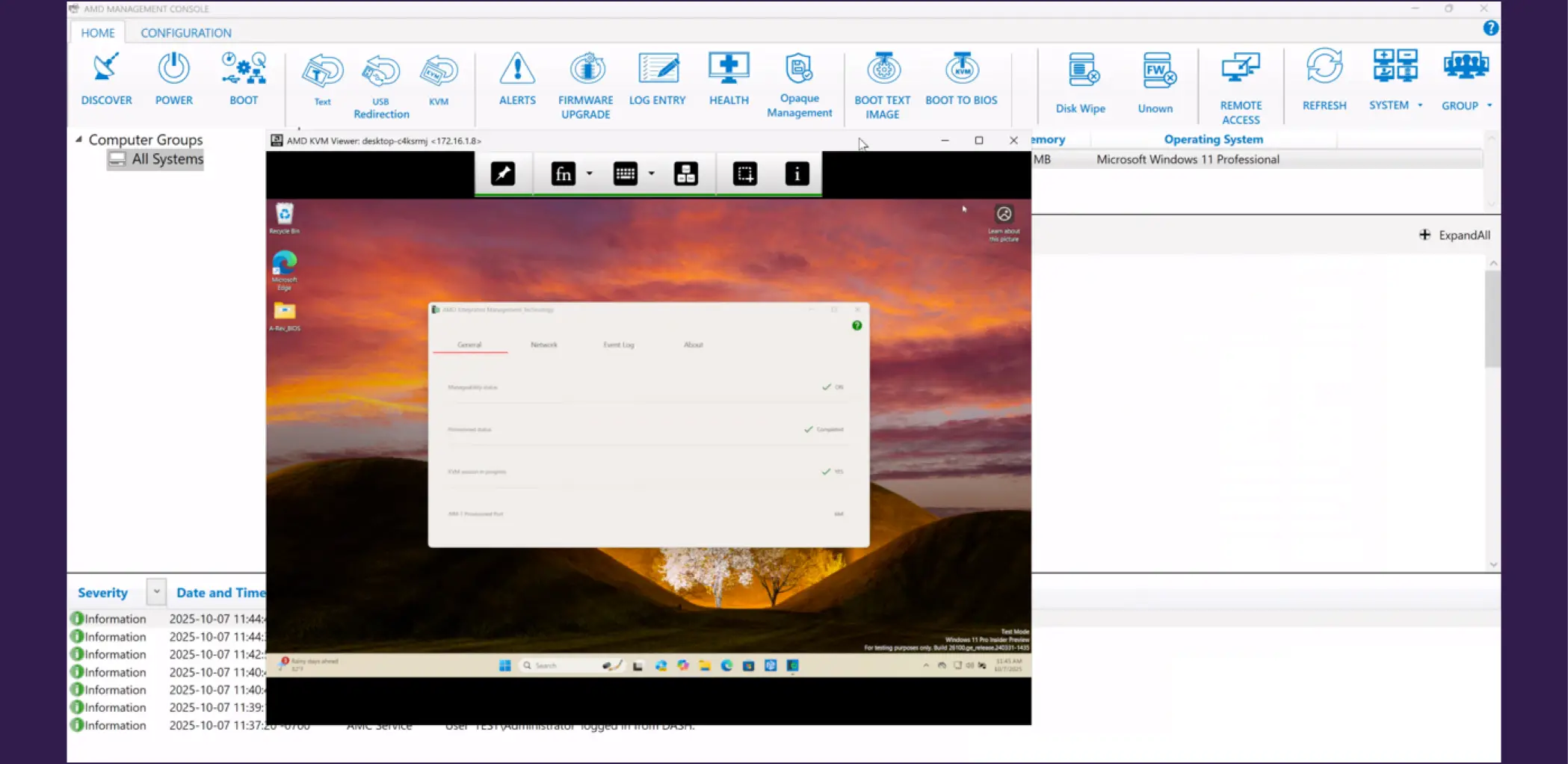 Screenshot of the AMD Management Console. Source: PT.