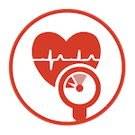 magnifying glass over a heartbeat icon
