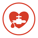 blood dripping from a valve in a heart icon