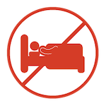 no slash symbol over a person sleeping in bed icon