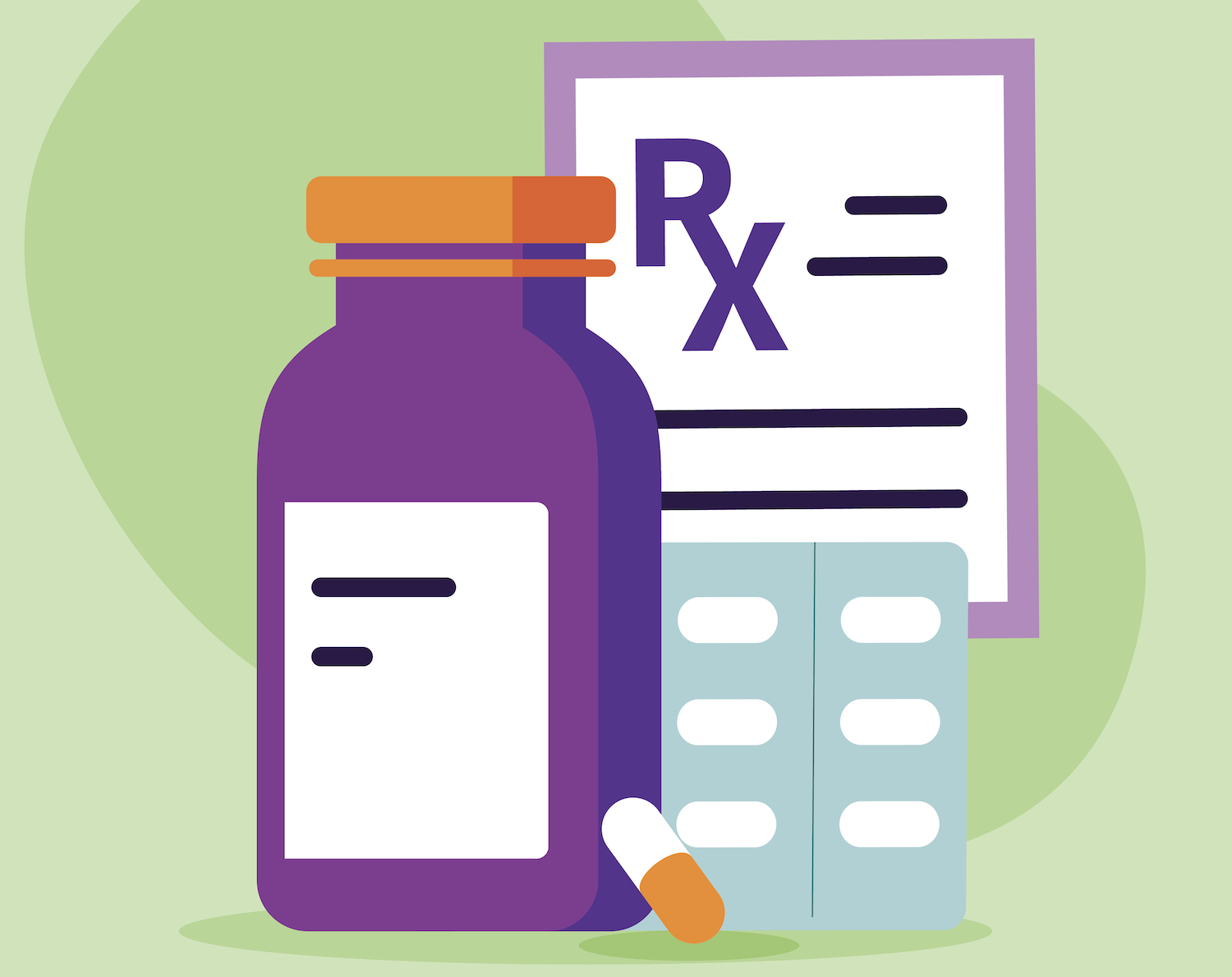 prescription pad and medication pill bottle