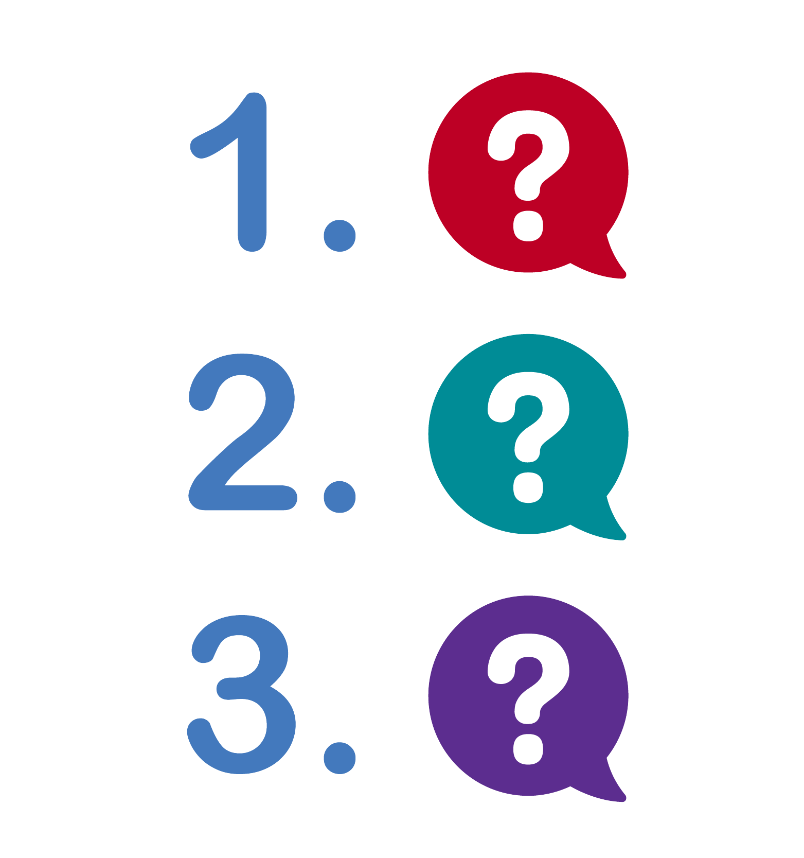 lista numerada con icono de signos de interrogación