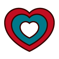 three colored heart icon