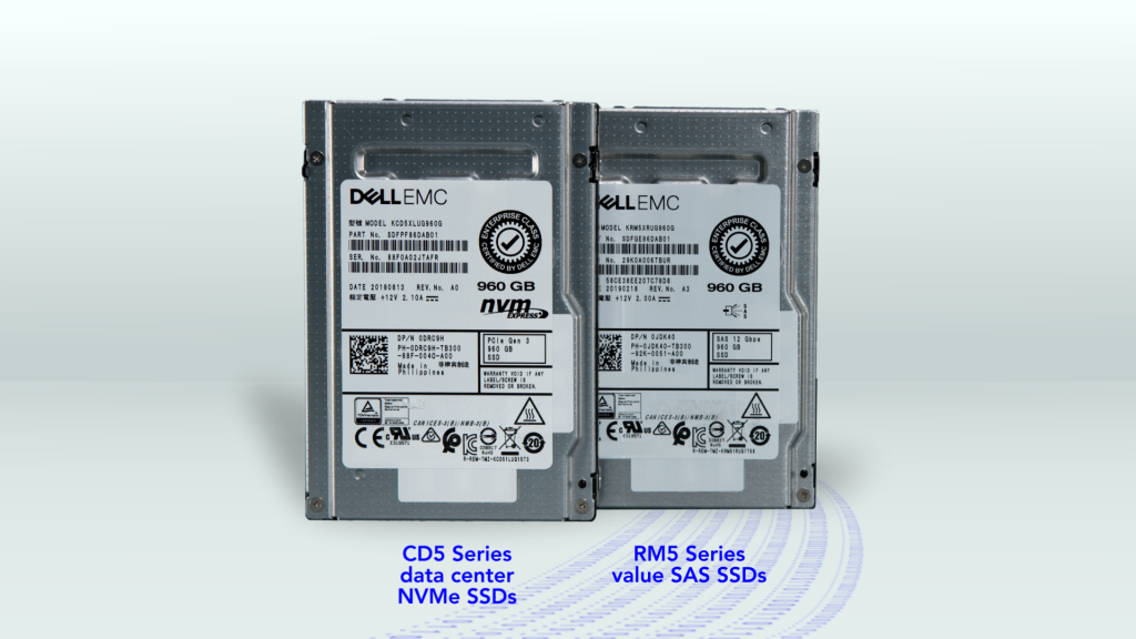 Image of KIOXIA CD5 Series data center NVMe SSD and RM5 Series value SAS SSD