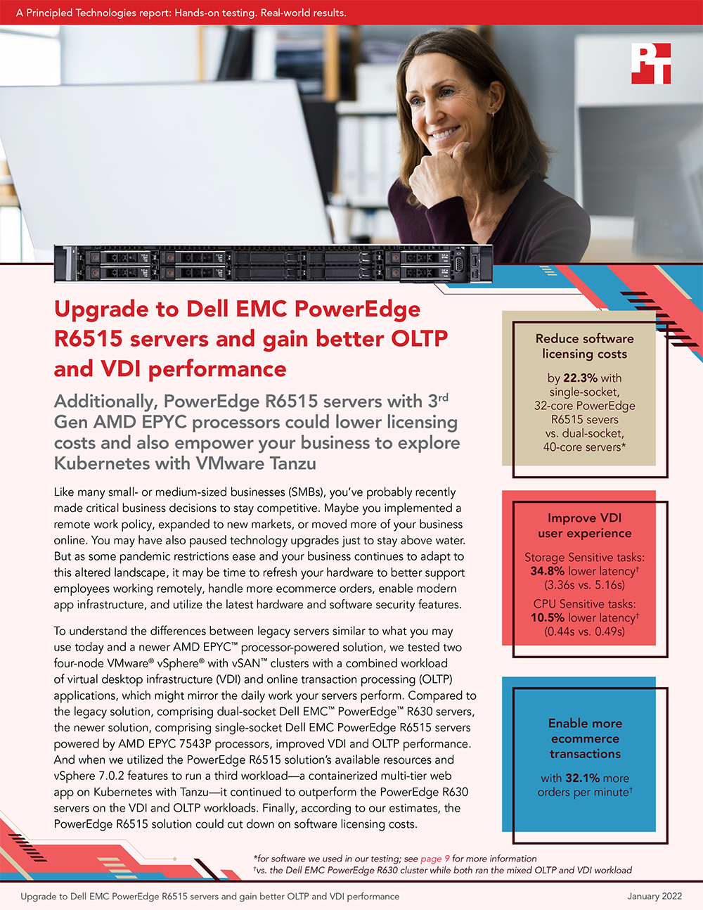  Upgrade to Dell EMC PowerEdge R6515 servers and gain better OLTP and VDI performance