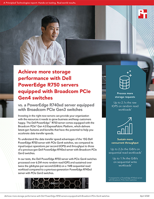 Achieve more storage performance with Dell PowerEdge R750 servers equipped with Broadcom PCIe Gen4 switches