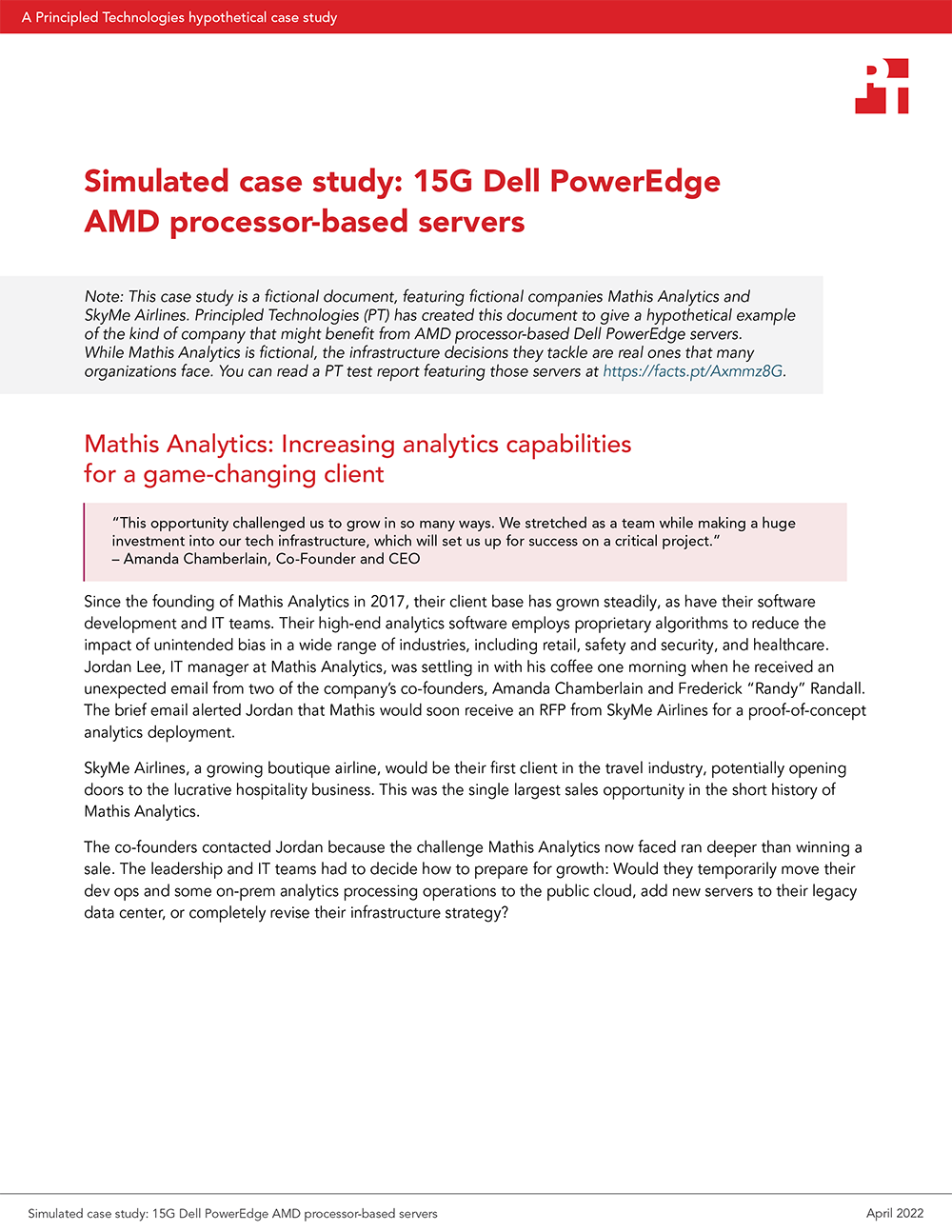 Simulated case study: 15G Dell PowerEdge AMD processor-based servers