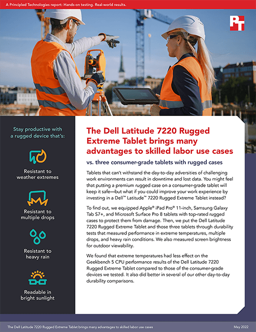 The Dell Latitude 7220 Rugged Extreme Tablet brings many advantages to skilled labor use cases