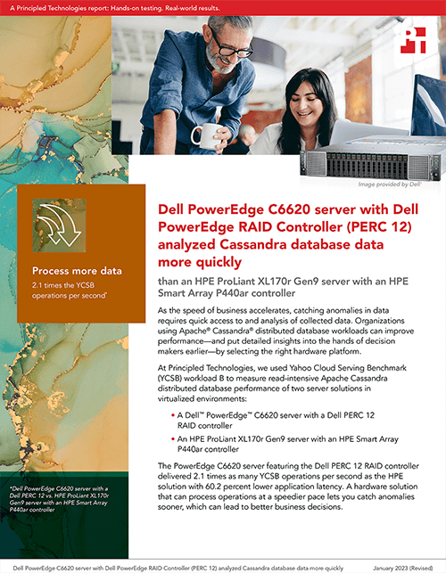 Dell PowerEdge C6620 server with Dell PowerEdge RAID Controller (PERC 12) analyzed Cassandra database data more quickly