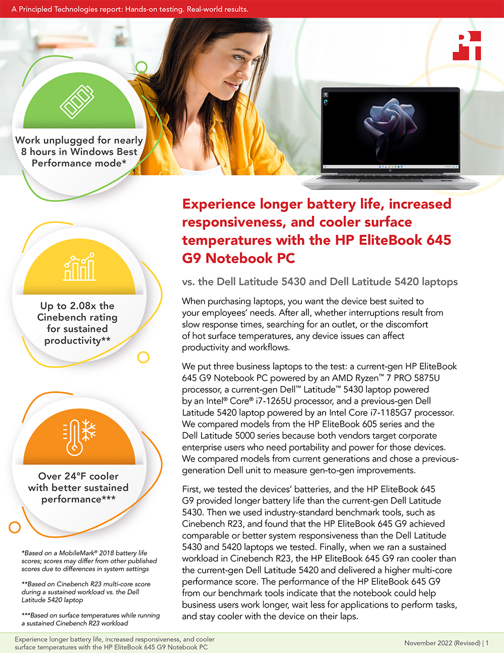 Experience longer battery life, increased responsiveness, and cooler surface temperatures with the HP EliteBook 645 G9 Notebook PC