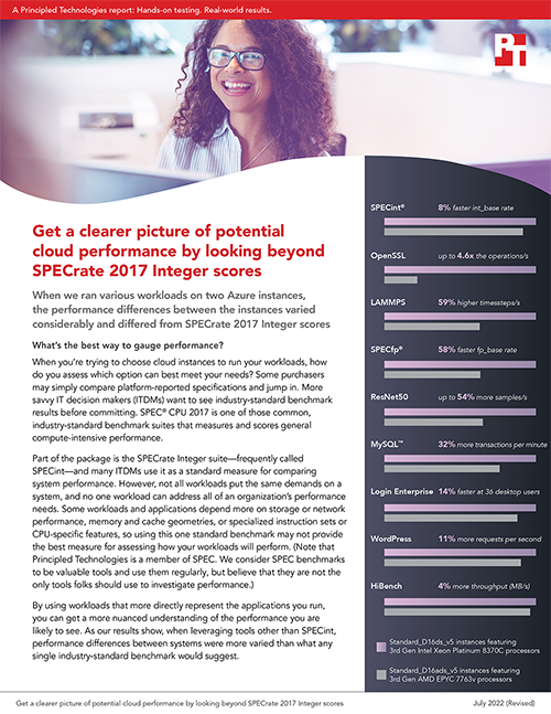  Get a clearer picture of potential cloud performance by looking beyond SPECrate 2017 Integer scores