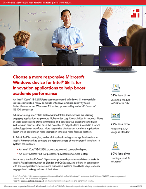 Choose a more responsive Microsoft Windows device for Intel® Skills for Innovation applications to help boost academic performance