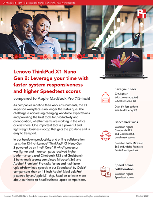 Lenovo ThinkPad X1 Nano Gen 2: Leverage your time with faster system responsiveness and higher Speedtest scores