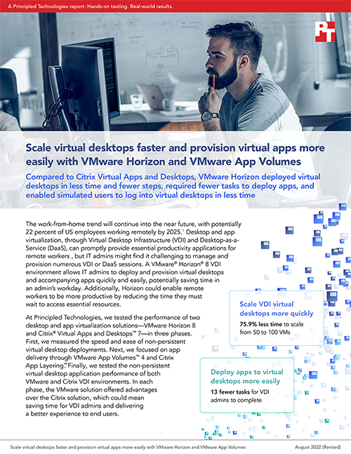 Scale virtual desktops faster and provision virtual apps more easily with VMware Horizon and VMware App Volumes