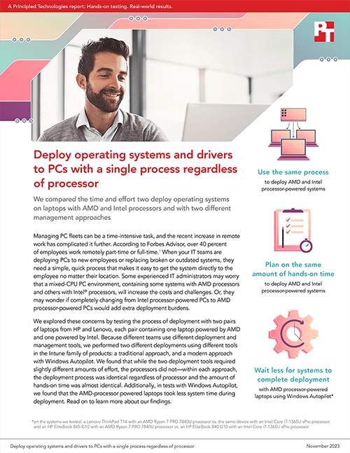 Deploy operating systems and drivers to PCs with a single process regardless of processor