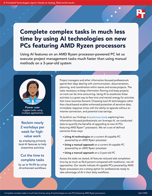 Complete complex tasks in much less time by using AI technologies on new PCs featuring AMD Ryzen processors 