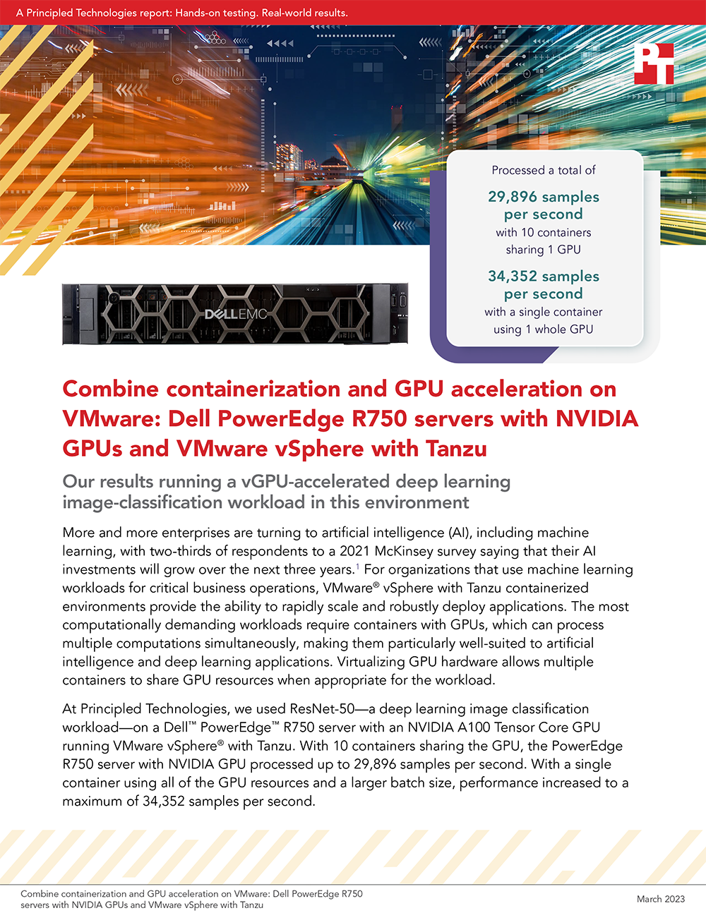 Combine containerization and GPU acceleration on VMware: Dell PowerEdge R750 servers with NVIDIA GPUs and VMware vSphere with Tanzu