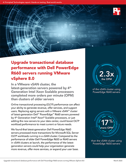  Upgrade transactional database performance with Dell PowerEdge R660 servers running VMware vSphere 8.0