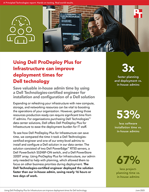 Using Dell ProDeploy Plus for Infrastructure can improve deployment times for Dell technology