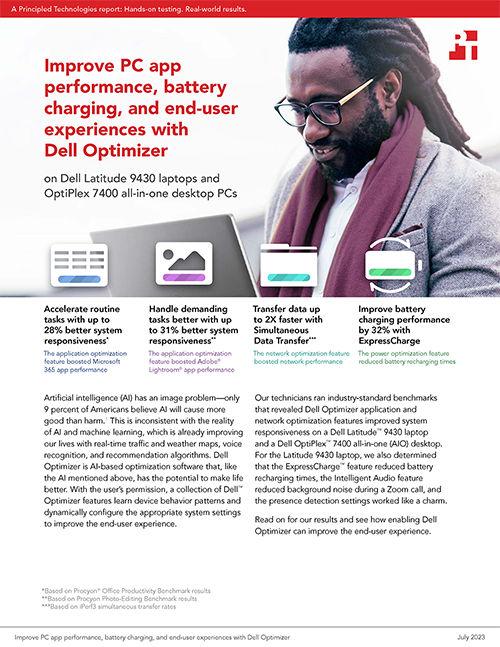 Improve PC app performance, battery charging, and end-user experiences with Dell Optimizer