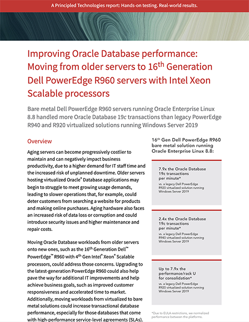  Improving Oracle Database performance: Moving from older servers to 16th Generation Dell PowerEdge R960 servers with Intel Xeon Scalable processors