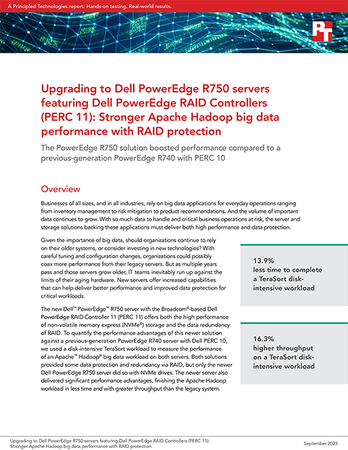  Upgrading to Dell PowerEdge R750 servers featuring Dell PowerEdge RAID Controllers (PERC 11): Stronger Apache Hadoop big data performance with RAID protection