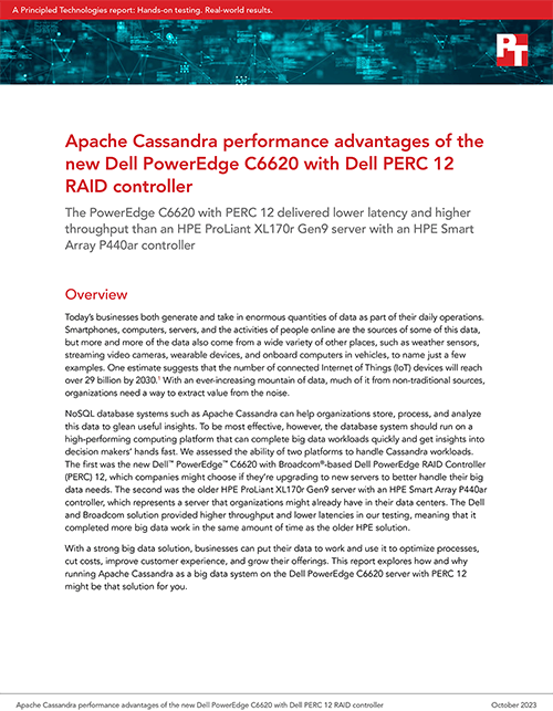  Apache Cassandra performance advantages of the new Dell PowerEdge C6620 with Dell PERC 12 RAID controller