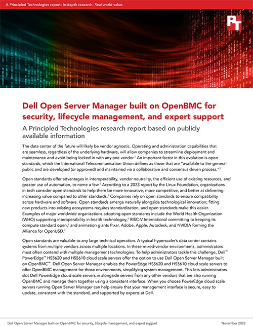  Dell Open Server Manager built on OpenBMC for security, lifecycle management, and expert support