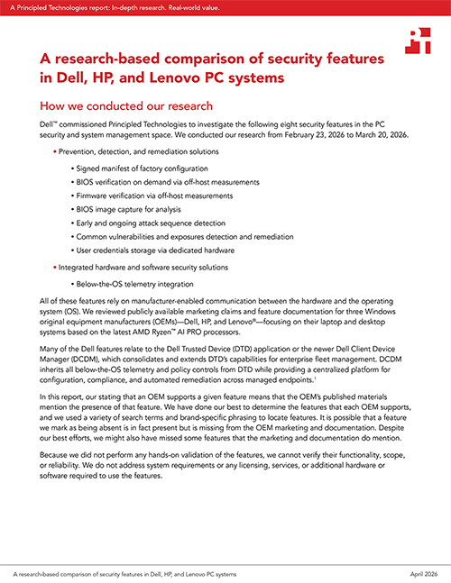 A research-based comparison of security features in Dell, HP, and Lenovo PC systems 