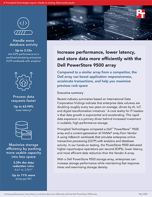 Increase performance, lower latency, and store data more efficiently with the Dell PowerStore 9500 array 