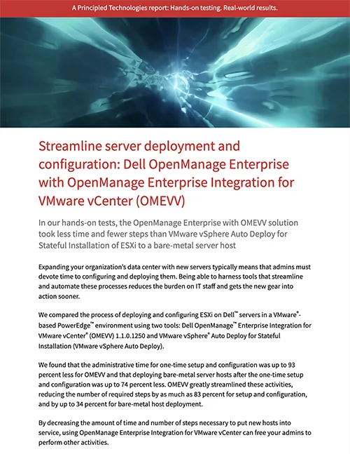 Streamline server deployment and configuration: Dell OpenManage Enterprise with OpenManage Enterprise Integration for VMware vCenter (OMEVV)
