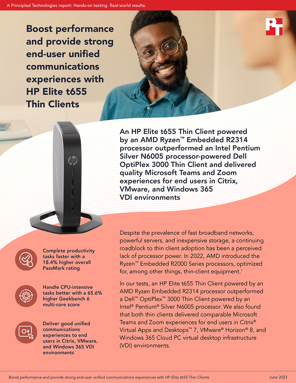  Boost performance and provide strong end-user unified communications experiences with HP Elite t655 Thin Clients