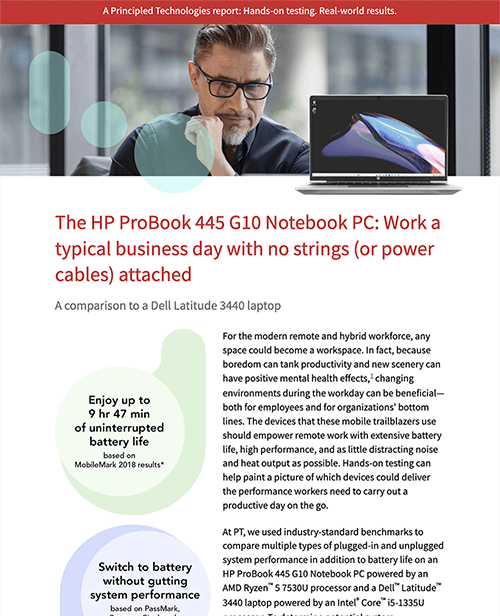  The HP ProBook 445 G10 Notebook PC: Work a typical business day with no strings (or power cables) attached