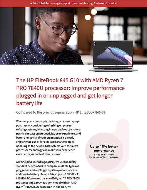  The HP EliteBook 845 G10 with AMD Ryzen 7 PRO 7840U processor: Improve performance plugged in or unplugged and get longer battery life