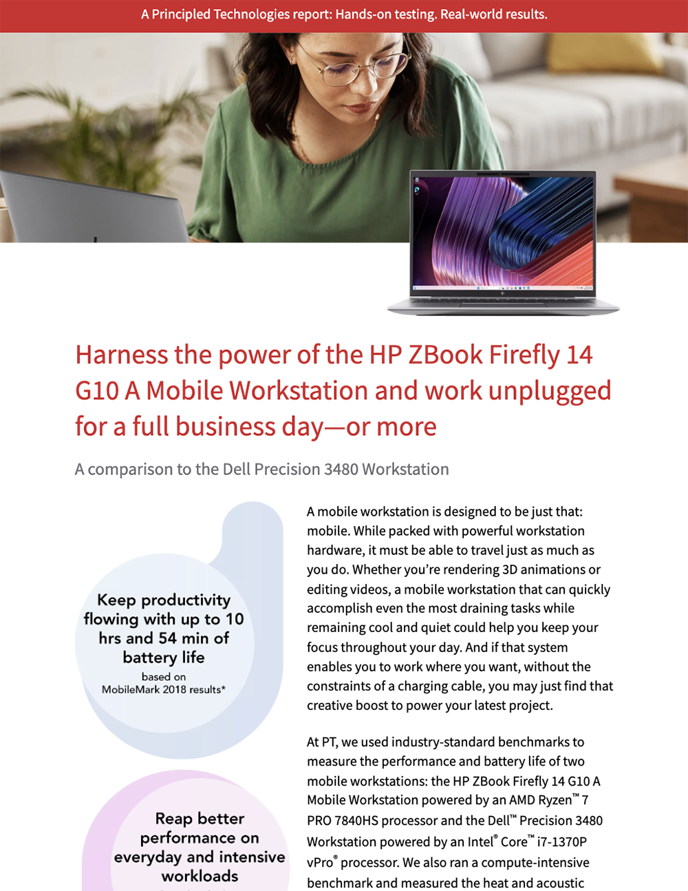  Harness the power of the HP ZBook Firefly 14 G10 A Mobile Workstation and work unplugged for a full business day—or more