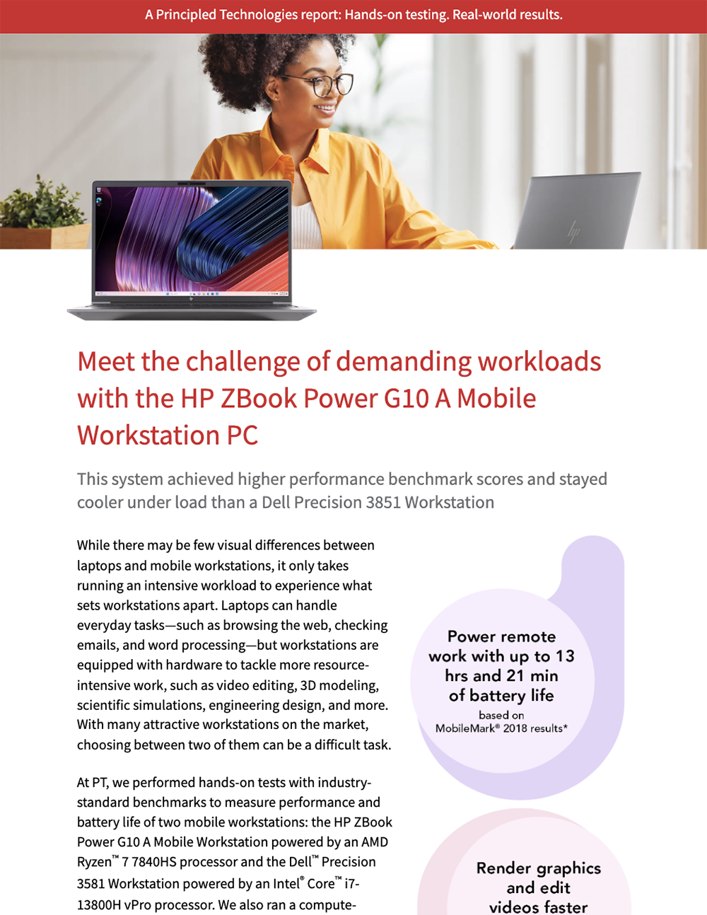 Meet the challenge of demanding workloads with the HP ZBook Power G10 A Mobile Workstation PC