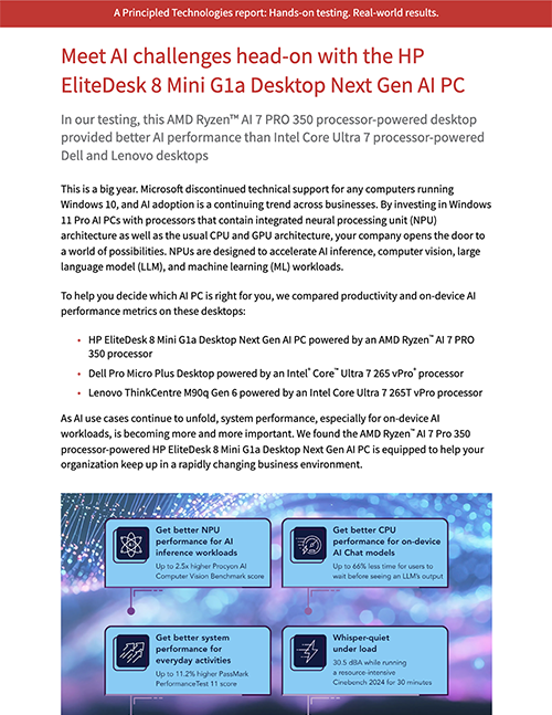 Meet AI challenges head-on with the HP EliteDesk 8 Mini G1a Desktop Next Gen AI PC 