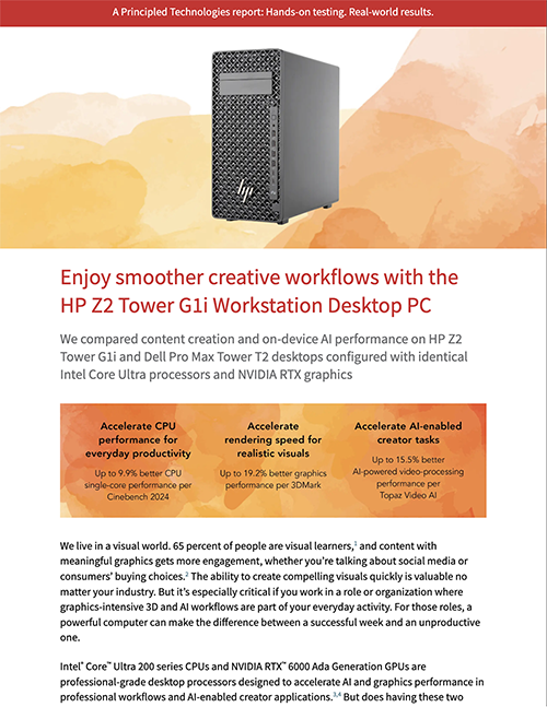 Enjoy smoother creative workflows with the HP Z2 Tower G1i Workstation Desktop PC 