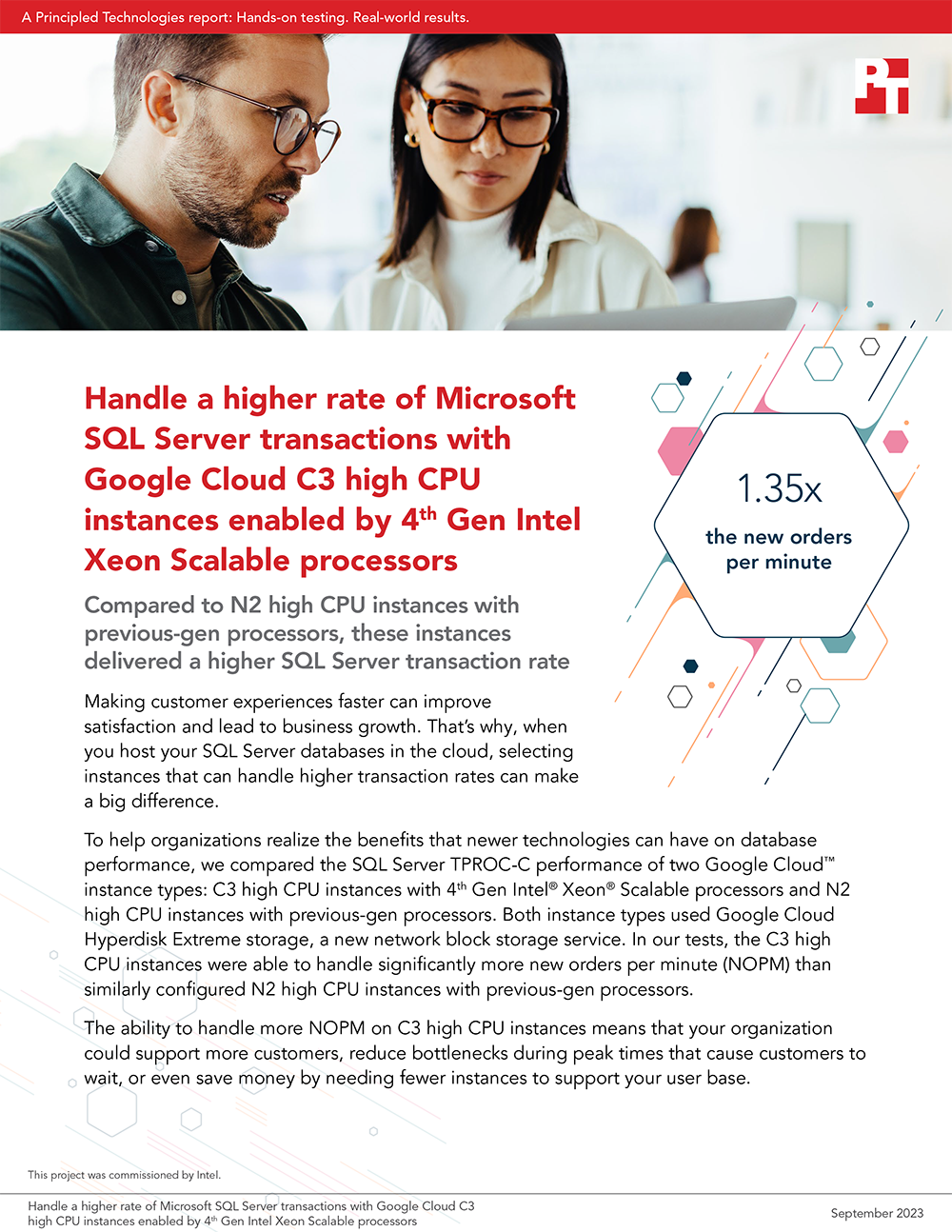  Handle a higher rate of Microsoft SQL Server transactions with Google Cloud C3 high CPU instances enabled by 4th Gen Intel Xeon Scalable processors