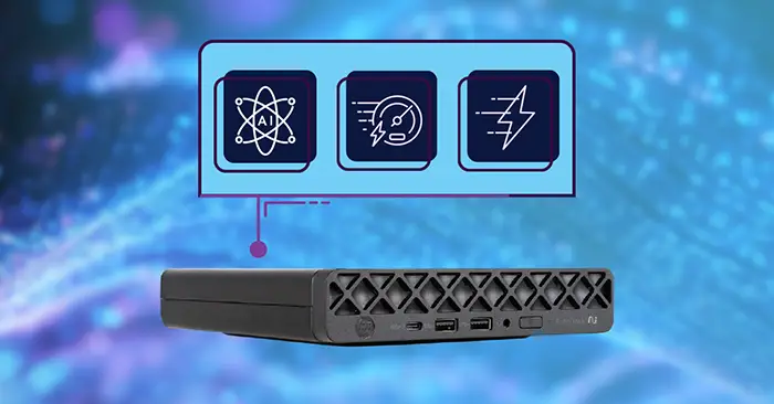 Improve AI and everyday performance with HP EliteDesk 8 Mini G1a Desktop AI PCs 