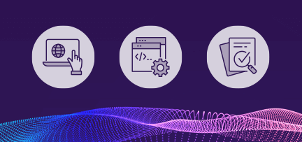 IT management icons on a decorative background 