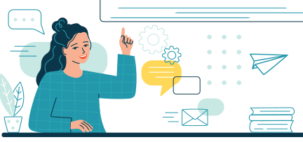 Illustration of a person pointing at a whiteboard