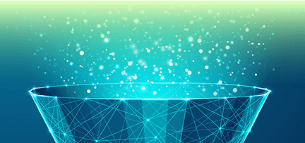 Illustration of data following into a funnel 