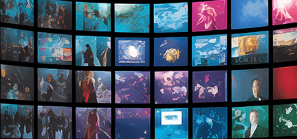 Wall of video screens