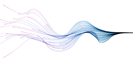Decorative wave of blue and pink lines 