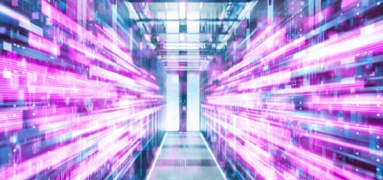 Aisle in a data center 