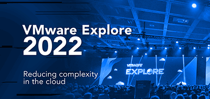 Photo of the conference entrance with VMware Explore banner