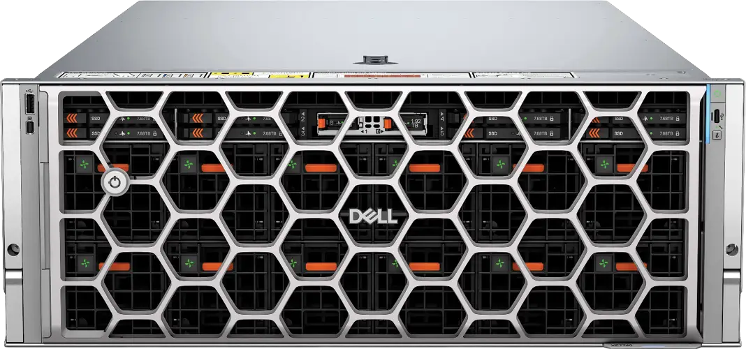 Front view of a Dell PowerEdge XE7740 server.
